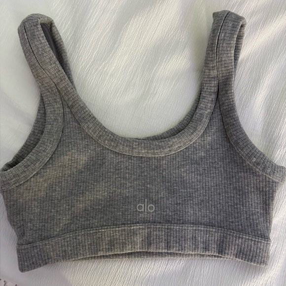 Alo Yoga Gray Ribbed Bra - Picture 2 of 4